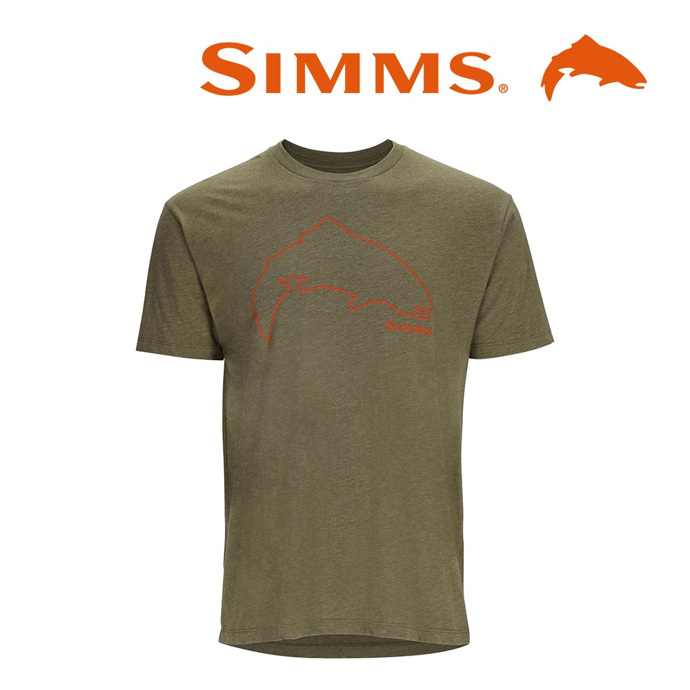 simms 심스 트라우트 아웃라인 티셔츠 - 밀리터리 헤더 (오리진루어 정식수입제품)